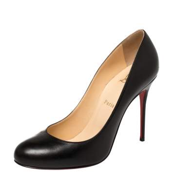 Pre Owned Christian Louboutin Black Leather Ron Ron Pumps Size 40