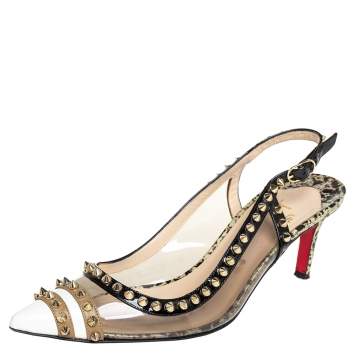 Pre Owned Christian Louboutin Multicolor PVC And Patent Leather Manovra Pumps Size 39