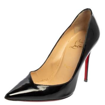 Pre Owned Christian Louboutin Black Patent Leather Corneille Pumps Size 35