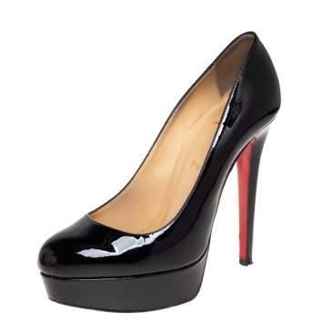 Pre Owned Christian Louboutin Black Patent Leather Bianca Pumps Size 38.5