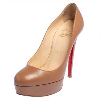 Pre Owned Christian Louboutin Brown Leather Bianca Pumps Size 36
