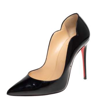 Pre Owned Christian Louboutin Black Patent Leather Hot Chick Pumps Size 36