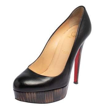 Pre Owned Christian Louboutin Black Leather Neofilo  Platform Pumps Size 38