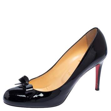 Pre Owned Christian Louboutin Black Patent Leather Simplenodo Bow Pumps Size 41