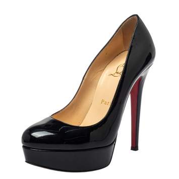 Pre Owned Christian Louboutin Black Patent Leather Bianca Platform Pumps Size 37