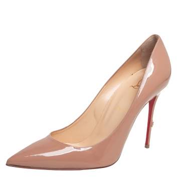 Pre Owned Christian Louboutin Beige Patent Leather So Kate Pumps Size 42