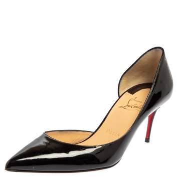 Pre Owned Christian Louboutin Black Patent Leather Iriza Pumps Size 37.5