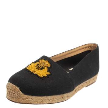 Pre Owned Christian Louboutin Black Canvas Gala  Loafers Size 38