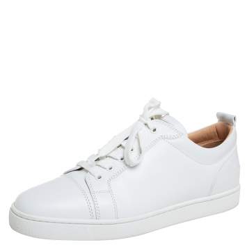 Pre Owned Christian Louboutin White Leather Low Top Sneakers Size 42.5