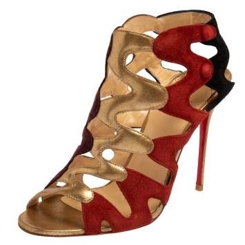 Pre Owned Christian Louboutin Multicolor Suede Valonana Open Toe Sandals Size 39