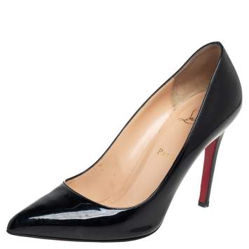Pre Owned Christian Louboutin Black Patent Leather Pigalle Pointed Toe Pumps Size 38.5