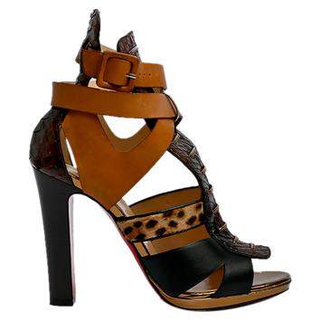Pre Owned Christian Louboutin Multicolor Leather Keny Sandals Size EU 38.5
