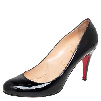 Pre Owned Christian Louboutin Black Patent Leather Ron Ron Pumps Size 40.5
