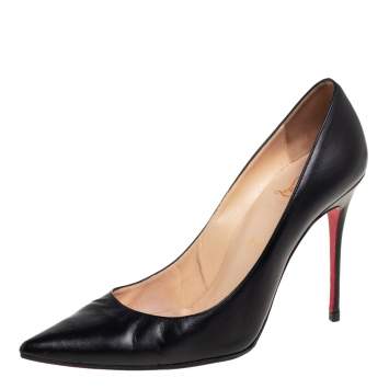 Pre Owned Christian Louboutin Black Leather Pigalle Pumps Size 40