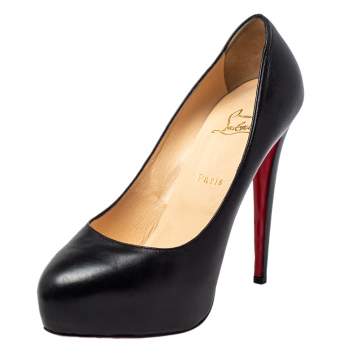 Pre Owned Christian Louboutin Black Leather Bianca Pumps Size 39.5
