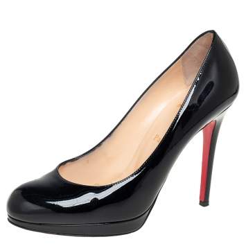 Pre Owned Christian Louboutin Black Patent Leather New Simple Pumps Size 38.5