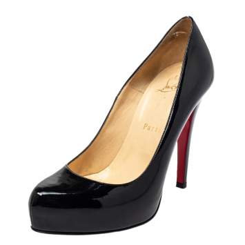 Pre Owned Christian Louboutin Black Patent Leather Rolando Pumps Size 36