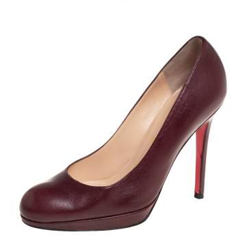 Pre Owned Christian Louboutin Burgundy Leather New Simple Pumps Size 38