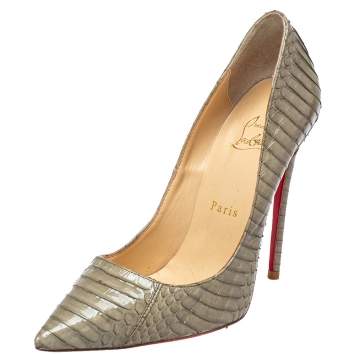 Pre Owned Christian Louboutin Green Python Leather So Kate Pumps Size 37