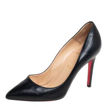 Pre Owned Christian Louboutin Black Leather Pigalle  Pumps Size 38.5