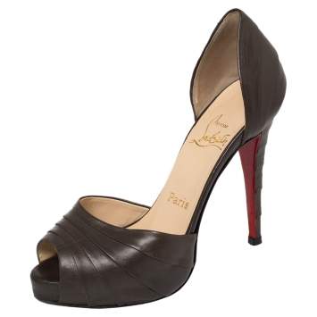 Pre Owned Christian Louboutin Brown Leather Armadillo D'orsay Pumps Size 36