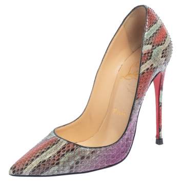 Pre Owned Christian Louboutin Multicolor Python So Kate Pumps Size 35.5