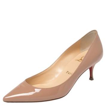 Pre Owned Christian Louboutin Beige Patent Leather So Kate 55 Pumps Size 35