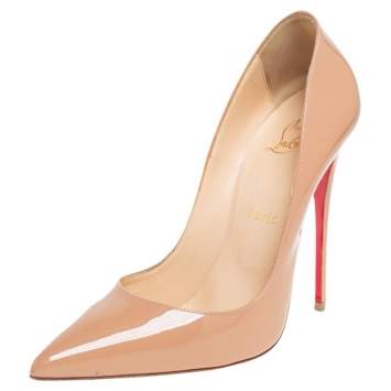 Pre Owned Christian Louboutin Beige Patent Leather So Kate Pumps Size 39