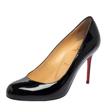 Pre Owned Christian Louboutin Black Patent Leather Fifi  Pumps Size 38