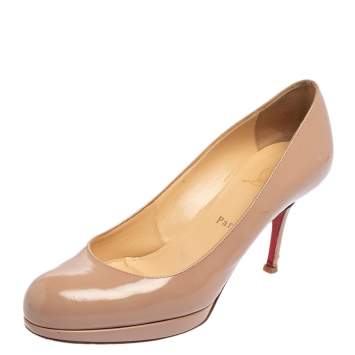Pre Owned Christian Louboutin Beige Leather New Simple Pumps Size 39.5