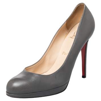 Pre Owned Christian Louboutin Grey Leather New Simple Pumps Size 39
