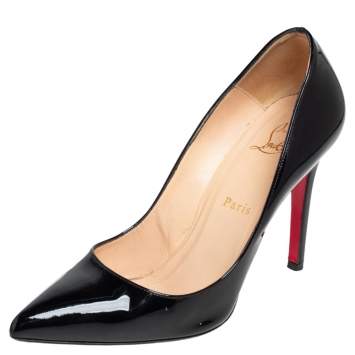 Pre Owned Christian Louboutin Black Patent Leather Pigalle Pumps Size 37.5