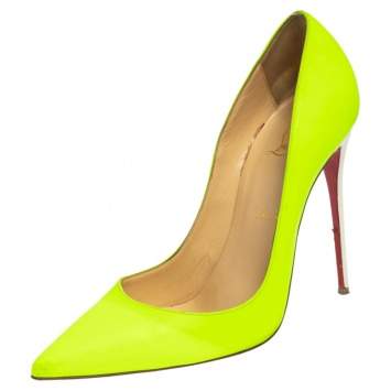 Pre Owned Christian Louboutin Green/White Leather So Kate  Pumps Size 40.5
