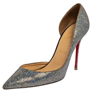 Pre Owned Christian Louboutin Multicolor Glitter Iriza D'orsay Pointed Toe Pumps Size 39.5