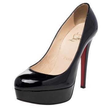 Pre Owned Christian Louboutin Black Patent Leather Bianca Platform Pumps Size 36