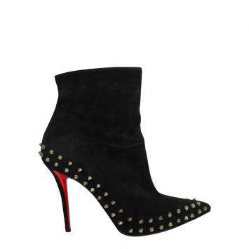 Pre Owned Christian Louboutin Black Leather Suede Studs Boots Size EU 40.5