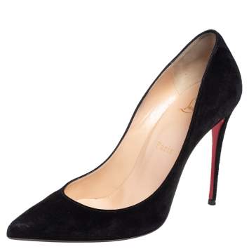 Pre Owned Christian Louboutin Black Suede So Kate Pointed Toe Pumps Size 38
