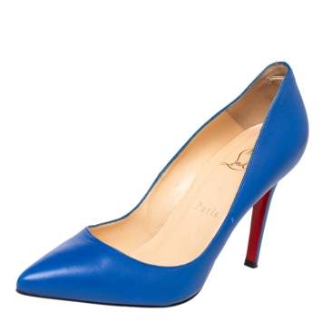 Pre Owned Christian Louboutin Blue Leather Pigalle Pumps Size 37.5