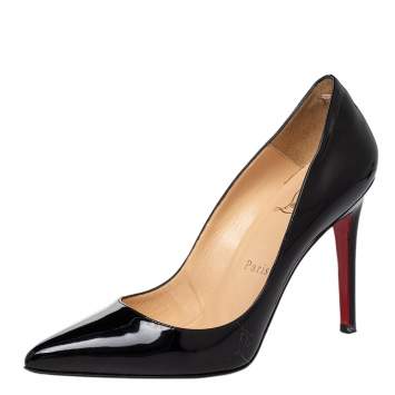 Pre Owned Christian Louboutin Black Patent Leather Pigalle Pointed Toe Pumps Size 37