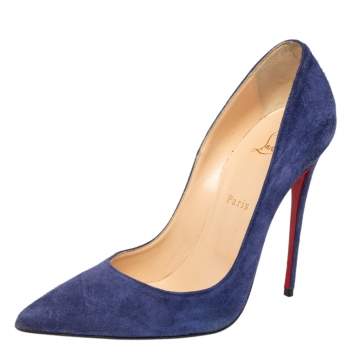 Pre Owned Christian Louboutin Blue Suede So Kate Pointed Toe Pumps Size 40