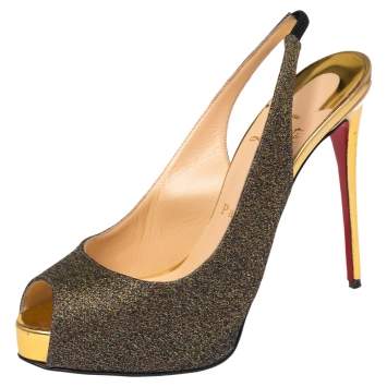 Pre Owned Christian Louboutin Multicolor Fabric No Prive Slingback Pumps Size 37.5