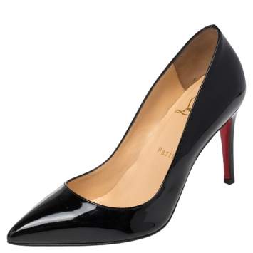 Pre Owned Christian Louboutin Black Patent Leather Pigalle Pointed Toe Pumps Size 37