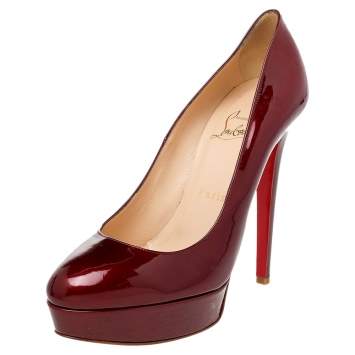 Pre Owned Christian Louboutin Red Patent Leather Bianca Platform Pumps Size 38.5