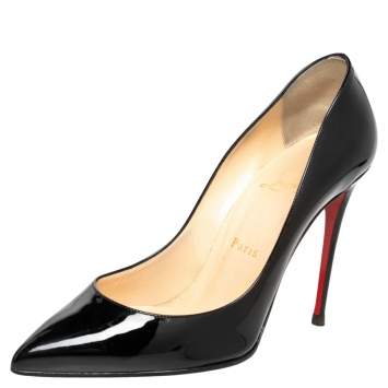 Pre Owned Christian Louboutin Black Patent Leather Pigalle Follies Pumps Size 38