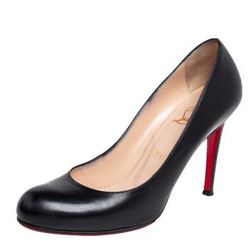 Pre Owned Christian Louboutin Black Leather New Simple Pumps Size 39