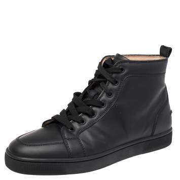 Pre Owned Christian Louboutin Black Leather Louis High Top Sneakers Size 40