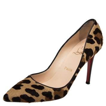 Pre Owned Christian Louboutin Brown Leopard Print Calfhair Pigalle Pumps Size 39
