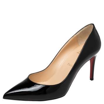 Pre Owned Christian Louboutin Black Patent Leather Pigalle 85 Pumps Size 39.5
