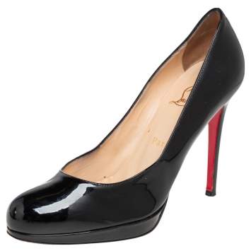 Pre Owned Christian Louboutin Black Patent Leather New Simple Pumps 38.5