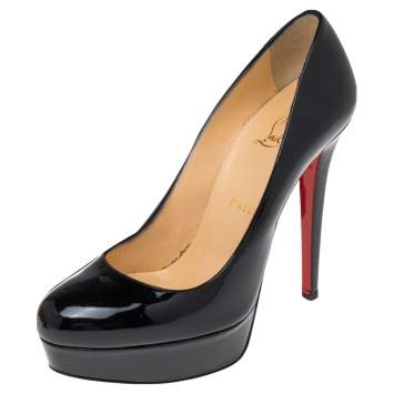 Pre Owned Christian Louboutin Black Patent Leather Bianca  Pumps Size 38.5